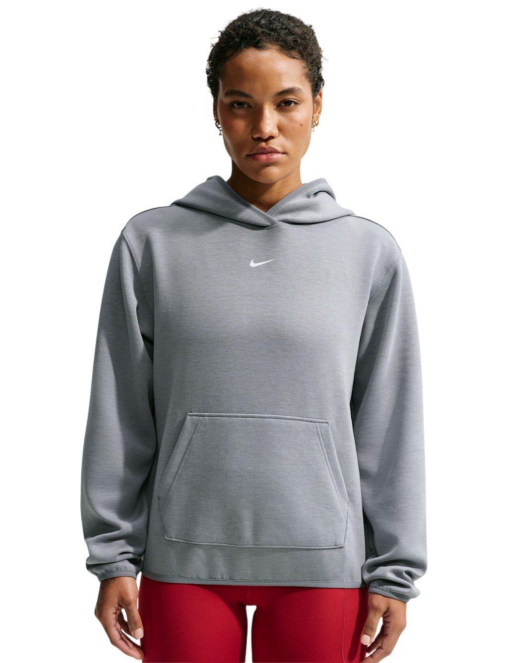 Nike Women's Studio Fleece Sport Dri-FIT Pullover Hoodie - Grey/White - GREY/WHITE